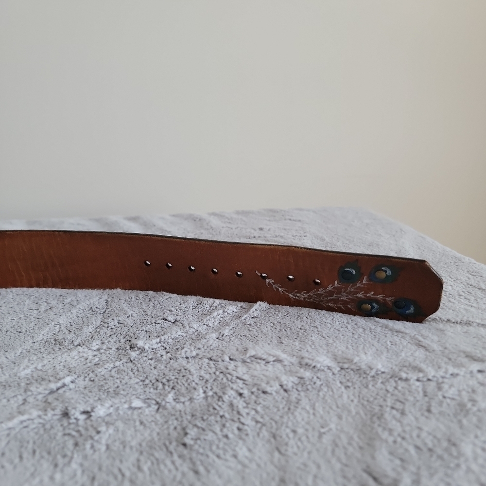 Vintage STOWE PROVISIONS TX Hand Tooled Leather Belt size 30 - Picture 7 of 9